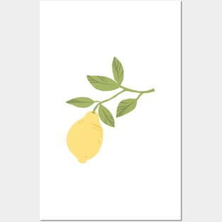 Minimalistic fresh lemon on pink Posters and Art